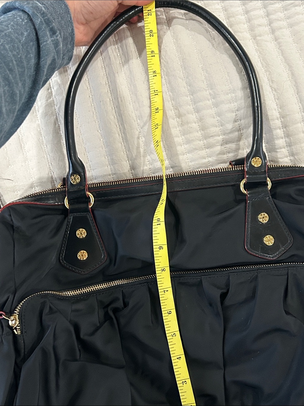 MZ Wallace Black Women’s Gathered Nylon laptop Tote Bag with Gold Hardware - Picture 10 of 11